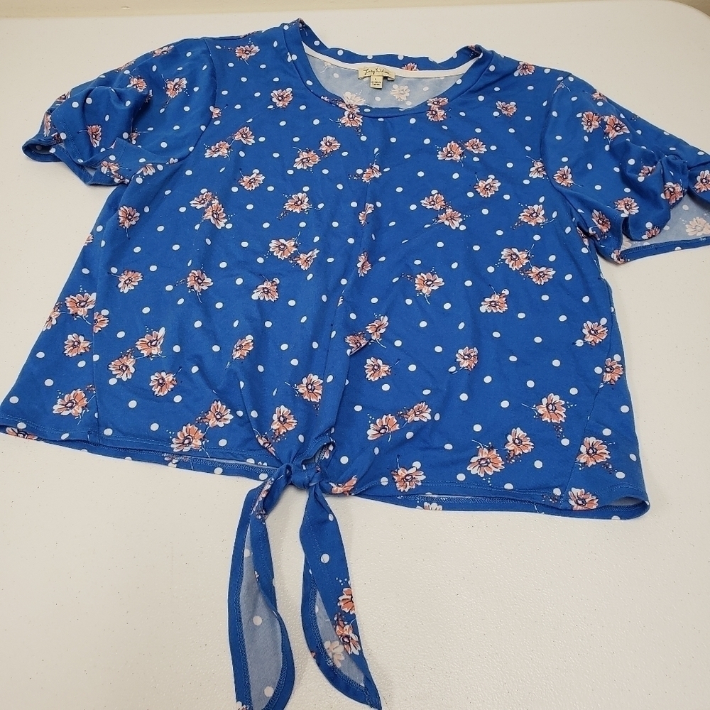 Lily White Polka Dot Floral Womens Top Size Large - Picture 6 of 6